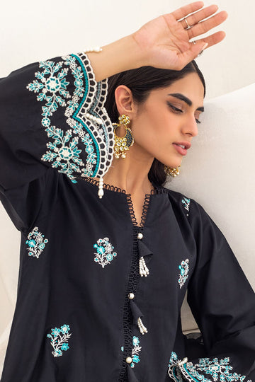 Zellbury Emroidered Shirt Shalwar Dupatta - Black - Cambric Suit - 0293 Online Shopping